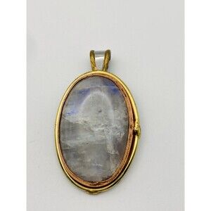 Mixed metal natural oval moonstone Pendant